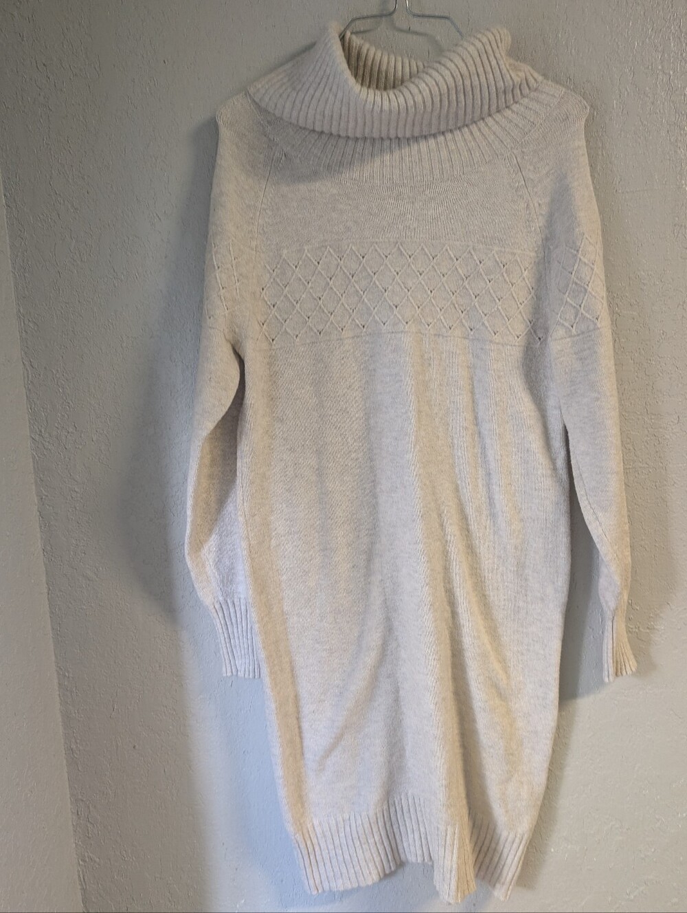 Cream Turtleneck Sweater Dress S Coquette Soft Girl Minimalist Fisherman Cottage